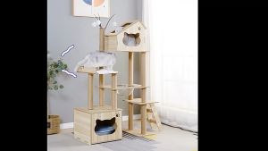 Cat Tree House Kucing Dewasa Pohon Kucing Kayu Pinus Kapsul Ruang Ganda Mewah