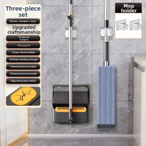 JIFANPAUL | Folding Wall-Mounted Dustpan and Broom Set for Home with Mopping and Water Removal