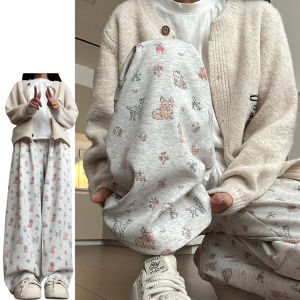 Cartoon Dog Print Casual Straight Leg Pants Womens Spring Summer 2025 New Korean Style Cute Lazy Versatile High Waist Long Pants