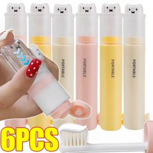 Creative Combined Travel Toothbrush Set / Built-in Toothpaste Dispenser Design / Mini Portable Oral Care Tool for Camping Travel and Daily Outings