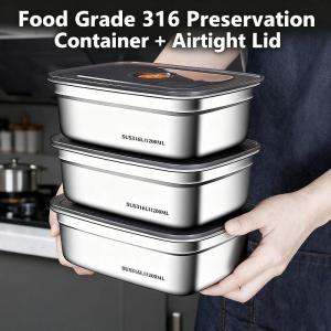 JETTING | Hot Sale Stainless Steel Camping Lunch Box Sealed Leak-proof Bento Box Large Capacity Refrigerator Freezer Storage Box