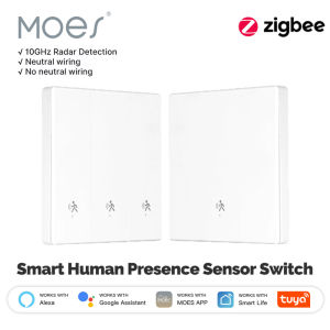 MOES | MOES Tuya ZigBee Smart Human Presence MMWave Radar Sensor Wall Light Switch Works with Alexa Google Home Neutral Wire Optional