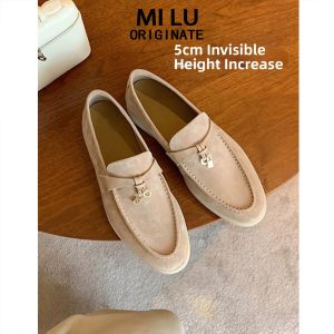 XIANNIWEI | Inner Heel Lifting Fringe Lock Buckle Old Money Style Loafers