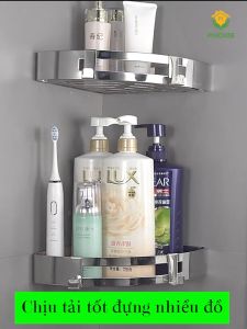 Kệ góc nhà tắm Inox 304 Pihouse chống gỉ sét - lắp đặt dán tường không khoan đục