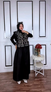 Alea Set Rok + Vest Bordir Setrok Wanita Terbaru 2025 Oneset Korean Style Rompi Muslimah BISA COD