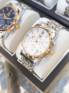 OLEVS 2858 Timepieces Mens Watch Fashion Business Stainless Steel Band Quartz Watch Waterproof Feature Analog Date