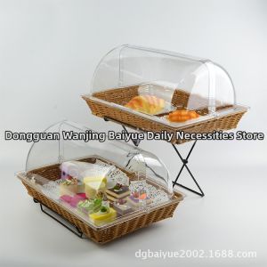 Double Layered Display Basket with Lid Wicker Style