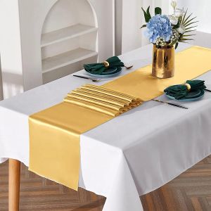 Satin Table Runners 12 x 108 inches Long Silk and Smooth Fabric Gold Table Runner for Party Wedding Banquet Birthday Graduations