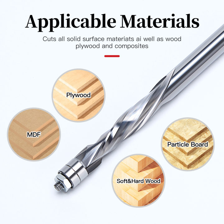 HUHAO%201/4%20Inch%20Shank%20Flush%20Trim%20Spiral%20Router%20Bit%20Two%20Flutes%20Carbide%20End%20Mill%20CNC%20Bearing%20Guided%20Trim%20Milling%20Cutter%20for%20Wood%20-%20Image%204