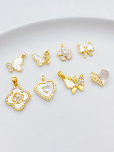 Hạt Ngọc Trai Bướm Trái Tim Hoa Năm Cánh Đính Đá Quý Mặt Dây Chuyền Trang Sức DIY Thủ Công Cho Vòng Tay Và Vòng Cổ