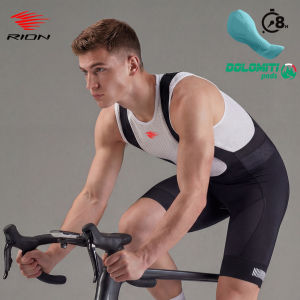 RION Mens Cycling Shorts Pro Bicycle Bib Tights MTB Padded Bike Clothing Italian Dolomiti Pads 8H Roading Biking Bibs Slim Fit