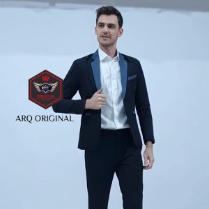 Jas Blazer Pria Terbaru Model Slim Fit Trendi Kombinasi Kerah Modern Bahan Adem Tebal Premium