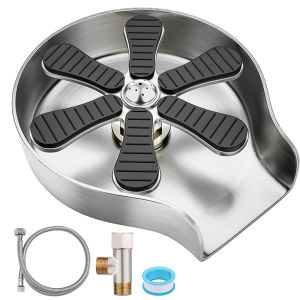 Kitchen Sink Glass Cup Wash Automatic Stainless Steel Pressure Spray Washer Cup Tool Cleaning Faucet Bar Rinser Coffee Pitcher