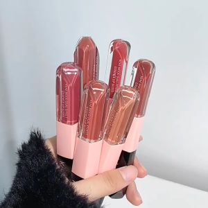 KeKeMood double effect essence lip glaze velvet matte white double head overlay mirror gloss mouth red lip makeup girl