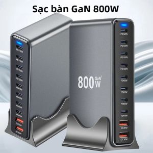 Sạc Nhanh GaN 800W 10 Cổng USB C Hai Cổng PD3.1 140W Sạc Để Bàn/treo Tường Cho Nhiều Thiết Bị Laptop Máy Tính Để Bàn
