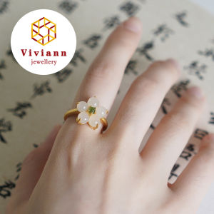 Viviann Original Design High Quality Court Style Hetian Jade Ring Women Luxury Elegant Retro Adjustable Ring For Women [Freely Adjustable Size]