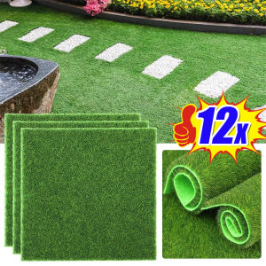 12Pcs 15cm Artificial Grassland Simulation Moss Lawn Turf Fake Green Grass Mat Carpet DIY Micro Landscape Home Floor Decor