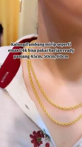 Kalung Titanium Tambang Silver Gold Pria Wanita Anti Karat