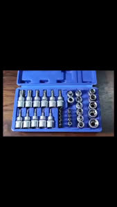 Khẩu tuốc vít Torx chuyên nghiệp bộ 34 món đa kích thước đầu nối thiết kế kèm hộp đựng gọn gàng