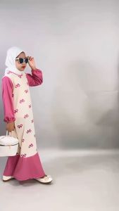 IYAMA 830 Gamis Anak Sofia Bahan Soft Knit Motif Pita