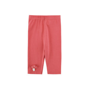 Cute Spotted Elastic Casual Pants for Girls Summer Trendy Bottoms Seven-Quarter Length Mushroom Doll Print Comfortable Cotton Blend