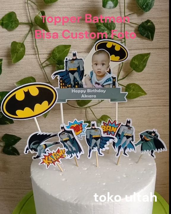 Topper Cake Batman Custom Foto untuk Hiasan Kue Ulang Tahun / Ultah Anak Karakter (Toper)