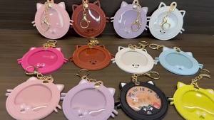 2024 Ita Bag Cat shape PVC Transparent  Sleeve Badge Protector Case Badge Display Sleeve Round Card Storage Anime Badges Decoration Gift