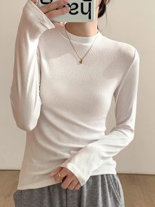 Autumn French Style Premium Semi High Collar Long Sleeve Top