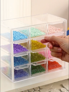 Bead Manik Organizer Drawer Pearl Small Item Storage Box Dustpoof Water Proof Blocks Transparent Cover Bricks 串珠收纳盒装珠子