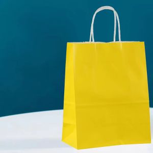 10Pcs Pure Colour Kraft Paper Gift Bags Tote Bags Kids Craft DIY Supplies