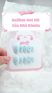 [M206] Kimsu Nailbox thiết kế mắt mèo xanh pastel đính hồ điệp (BST hè 2025)