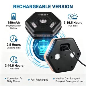 USB Rechargeable LED Road Flare Orange Warning Light Magnetic Emergency Beacon Flashing Light Roadside Safety for Car Bicycle