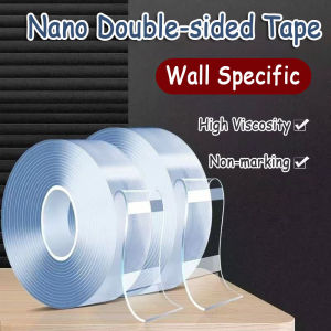 Nano Traceless Double-sided Tape Reusable Clear Sticky Power Tape Traceless Washable Removable Kitchen Shower Waterproof Mould Proof Tape Household Photos Wall Nano 纳米胶