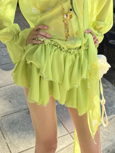 Original RunRunSweet Lazy Summer Outfit Loose Frock Shirt And Cake Skirt Spring Collection Womens Fashion Set V Neck Button Detail