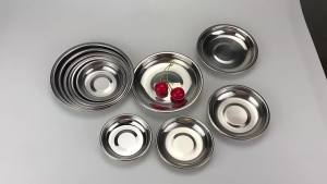 5/10Pcs 9CM Dining Dish Stainless Steel Round Plate Shallow Tray BBQ Picnic Camping Food Container Tableware Set