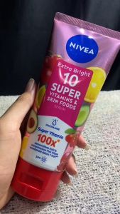 2PC NIVEA Extra Bright Body Serum 10 Super Vitamin & Skin Food 180ml - Body Serum Nivea Menyamarkan Flek Hitam dalam 7 Hari - Nivea Body Serum Super Vitamin