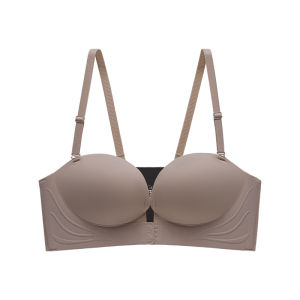 MiiOW | เสื้อชั้นในไร้สายแบบมีกระดุมหน้าสำหรับผู้หญิง ป้องกันการลื่นไหล ป้องกันการรั่วไหล เสื้อชั้นในไร้ตะเข็บ ดีไซน์หลังสวย เสื้อชั้นในเกาะอก