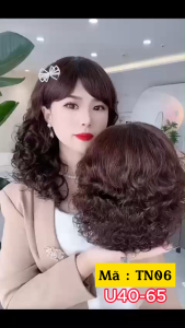 [ Tặng Lưới ] 🔥Tóc Giả Nguyên Đầu Trung Niên Xoăn Ngắn TN06 - Tóc Giả Nữ Cả Đầu Phong Cách Hàn Quốc Tơ Nhân Tạo Cao C