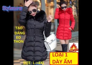 Áo Phao Nữ Hàn Quốc Dáng Dài Cao Cấp - Dầy Ấm Có Lông Mũ - Nhập Khẩu Màu Đen Và Nhiều Màu Đẹp - MÃ PHAODAIHANQUOC02