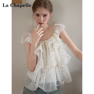 La Chapelle | Dot Layered Ruffle and Puff Sleeve Blouse