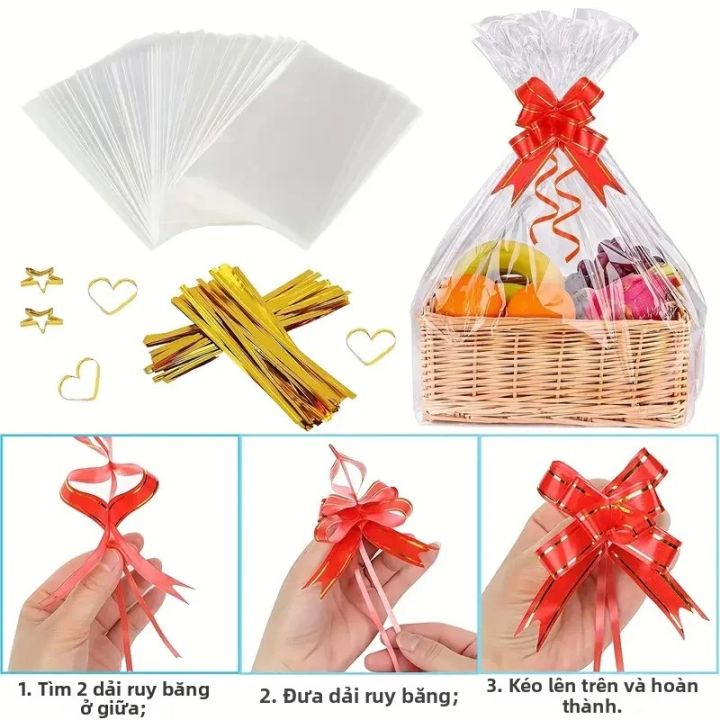 Túi Quà Cellophane Lớn Có Nơ Nhiều Màu Sắc, 10/20/30 Cái/gói, Dùng Để ...