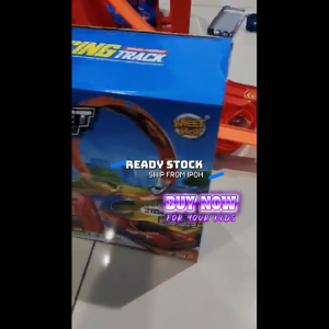 2-in-1 Car Track Launcher Set with Loop & Gravity Booster + 2 Die-Cast Cars | Launch & Gravity Racing Track Toy