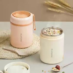 Hộp Cơm Điện Di Động 600ML Làm Nóng Bằng USB Chất Liệu Thép Không Gỉ Kèm Thìa Chống Rò Rỉ Giữ Nhiệt Dùng Cho Dã Ngoại Hỗ Trợ Nguồn 5V 12V 24V