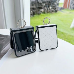 szhaiyu | For Samsung Galaxy Z Flip 8 7E 7 6 5 4 3 Ring Holder Shockproof Case With Hinge Protection Cute Heart Star Pattern Stand Cover