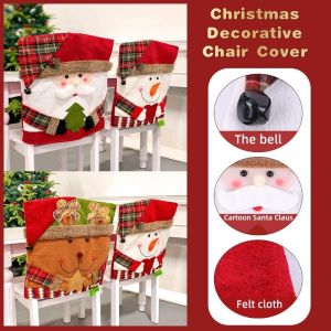 Christmas Chair Back Elastic Stretch Cover Santa Claus Holiday Party Decor Dining Kitchen Chair Covers Christmas Decoration