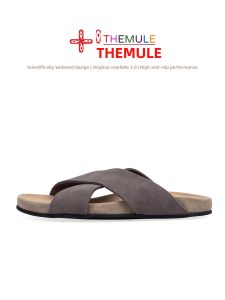 THEMULE | Cross Strap Leather Wide Feet Arch Support Sandals