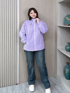 Casual Hooded Jacket Womens plus Size Loose Fit Zipper Short Outerwear Windbreaker Versatile Style Korean Version Long Sleeve