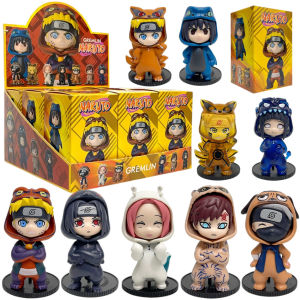 Bandai | Anime 8cm Naruto 9pcs Set Random Blind Box Haruno Sakura Kakashi Sasuke Action Figure Movie Model Toy Birthday Christmas Gift