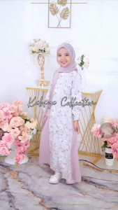 Instant COD Baju Gamis Anak Perempuan LAILA Bahan Ceruti BabyDoll Free Pashmina / Baju Ngaji Anak Pakaian Muslim WELLA KIDS COLLECTION