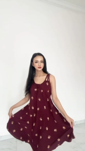 Daster Yukensi Octavia Batik Sakura Pekalongan Motif Printing Baju Dress Piyama Wanita Tidur Santai Bali Midi Bumil